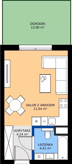 1 pokój, mieszkanie 30,29 m², parter, oferta nr 0.05, Dąbie Park etap II, Szczecin, Prawobrzeże, Dąbie, ul. Komfortowa 10