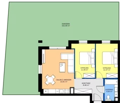 3 pokoje, mieszkanie 59,79 m², parter, oferta nr 0.03, Dąbie Park etap III, Szczecin, Prawobrzeże, Dąbie, ul. Komfortowa 10