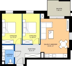 3 pokoje, mieszkanie 59,59 m², piętro 1, oferta nr 1.06, Dąbie Park etap III, Szczecin, Prawobrzeże, Dąbie, ul. Komfortowa 10