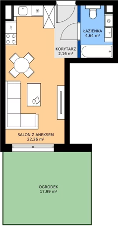 1 pokój, mieszkanie 29,06 m², parter, oferta nr 0.01, Dąbie Park etap III, Szczecin, Prawobrzeże, Dąbie, ul. Komfortowa 10