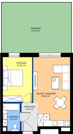 2 pokoje, mieszkanie 46,24 m², parter, oferta nr 0.05, Dąbie Park etap III, Szczecin, Prawobrzeże, Dąbie, ul. Komfortowa 10