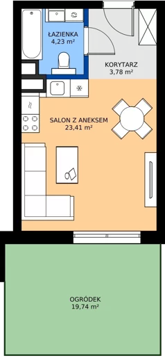 1 pokój, mieszkanie 31,42 m², parter, oferta nr 0.09, Dąbie Park etap III, Szczecin, Prawobrzeże, Dąbie, ul. Komfortowa 10