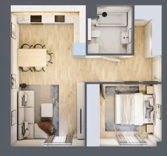 2 pokoje, mieszkanie 44,40 m², piętro 1, oferta nr A1.1/8, Osiedle Pod Jeleniami, Jelenia Góra, Śródmieście, ul. Kadetów 2