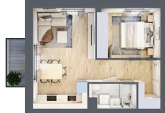 2 pokoje, mieszkanie 37,41 m², piętro 1, oferta nr A1.1/4, Osiedle Pod Jeleniami, Jelenia Góra, Śródmieście, ul. Kadetów 2