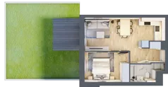 2 pokoje, mieszkanie 36,44 m², piętro 1, oferta nr A1.1/5, Osiedle Pod Jeleniami, Jelenia Góra, Śródmieście, ul. Kadetów 2
