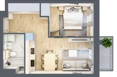 2 pokoje, mieszkanie 36,71 m², piętro 2, oferta nr A1.2/2, Osiedle Pod Jeleniami, Jelenia Góra, Śródmieście, ul. Kadetów 2