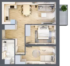 3 pokoje, mieszkanie 54,13 m², piętro 1, oferta nr A1.1/1, Osiedle Pod Jeleniami, Jelenia Góra, Śródmieście, ul. Kadetów 2
