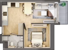 2 pokoje, mieszkanie 33,82 m², piętro 4, oferta nr A1.4/2, Osiedle Pod Jeleniami, Jelenia Góra, Śródmieście, ul. Kadetów 2