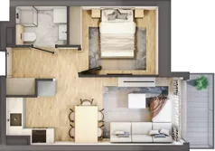 2 pokoje, mieszkanie 31,77 m², piętro 4, oferta nr A1.4/10, Osiedle Pod Jeleniami, Jelenia Góra, Śródmieście, ul. Kadetów 2