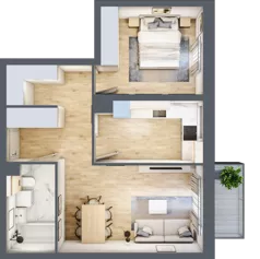 2 pokoje, mieszkanie 51,75 m², piętro 1, oferta nr A1.1/11, Osiedle Pod Jeleniami, Jelenia Góra, Śródmieście, ul. Kadetów 2