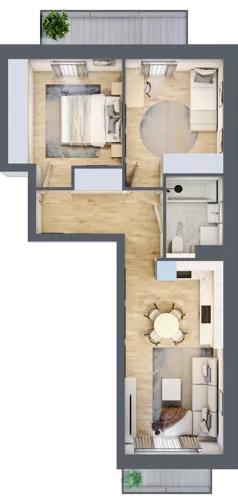 3 pokoje, mieszkanie 51,25 m², piętro 2, oferta nr A2.2/1, Osiedle Pod Jeleniami, Jelenia Góra, Śródmieście, ul. Kadetów 2