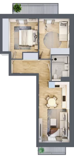 3 pokoje, mieszkanie 51,25 m², piętro 1, oferta nr A2.1/1, Osiedle Pod Jeleniami, Jelenia Góra, Śródmieście, ul. Kadetów 2