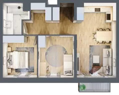 3 pokoje, mieszkanie 59,95 m², piętro 2, oferta nr A2.2/6, Osiedle Pod Jeleniami, Jelenia Góra, Śródmieście, ul. Kadetów 2