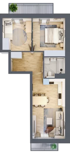 3 pokoje, mieszkanie 51,77 m², piętro 2, oferta nr A2.2/5, Osiedle Pod Jeleniami, Jelenia Góra, Śródmieście, ul. Kadetów 2