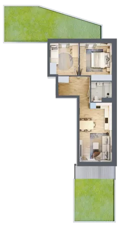 3 pokoje, mieszkanie 51,77 m², parter, oferta nr A2.0/5, Osiedle Pod Jeleniami, Jelenia Góra, Śródmieście, ul. Kadetów 2