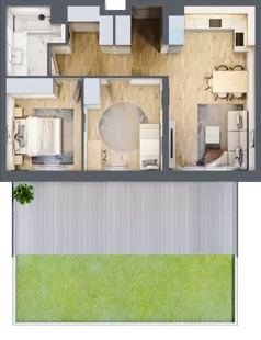 3 pokoje, mieszkanie 60,05 m², parter, oferta nr A2.0/6, Osiedle Pod Jeleniami, Jelenia Góra, Śródmieście, ul. Kadetów 2