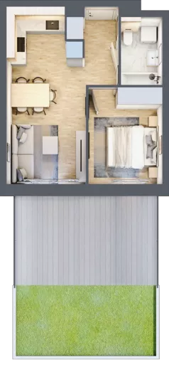 2 pokoje, mieszkanie 35,16 m², parter, oferta nr A2.0/3, Osiedle Pod Jeleniami, Jelenia Góra, Śródmieście, ul. Kadetów 2