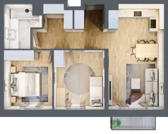 3 pokoje, mieszkanie 60,05 m², piętro 1, oferta nr A2.1/6, Osiedle Pod Jeleniami, Jelenia Góra, Śródmieście, ul. Kadetów 2