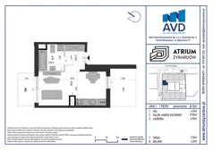 1 pokój, mieszkanie 26,72 m², piętro 1, oferta nr M1, Atrium Żyrardów, Żyrardów, ul. Borucha Szulmana 3/5