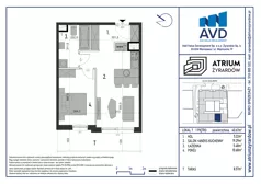 2 pokoje, mieszkanie 40,67 m², piętro 1, oferta nr M7, Atrium Żyrardów, Żyrardów, ul. Borucha Szulmana 3/5