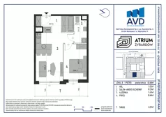 2 pokoje, mieszkanie 40,68 m², piętro 1, oferta nr M8, Atrium Żyrardów, Żyrardów, ul. Borucha Szulmana 3/5