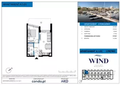 2 pokoje, apartament inwestycyjny 34,94 m², piętro 1, oferta nr A.1.01, Wind Yacht Resort, Wiślinka, ul. Piaskowa 1-3