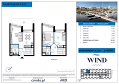 3 pokoje, apartament inwestycyjny 58,54 m², piętro 2, oferta nr A.2.02, Wind Yacht Resort, Wiślinka, ul. Piaskowa 1-3