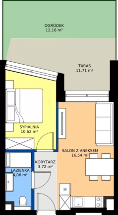 2 pokoje, apartament inwestycyjny 34,94 m², parter, oferta nr A.0.01, Wind Yacht Resort, Wiślinka, ul. Piaskowa 1-3
