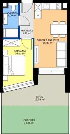 2 pokoje, apartament inwestycyjny 35,23 m², parter, oferta nr A.0.14, Wind Yacht Resort, Wiślinka, ul. Piaskowa 1-3