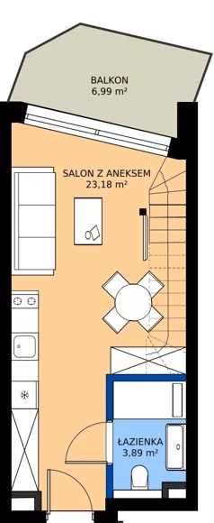 2 pokoje, apartament inwestycyjny 48,32 m², piętro 2, oferta nr B.2.02, Wind Yacht Resort, Wiślinka, ul. Piaskowa 1-3