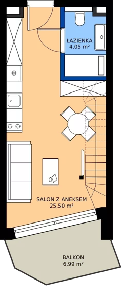 2 pokoje, apartament inwestycyjny 50,79 m², piętro 2, oferta nr B.2.12, Wind Yacht Resort, Wiślinka, ul. Piaskowa 1-3
