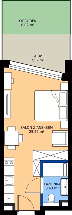1 pokój, apartament inwestycyjny 29,15 m², parter, oferta nr B.0.03, Wind Yacht Resort, Wiślinka, ul. Piaskowa 1-3