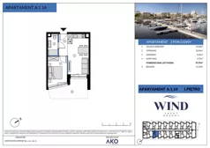 2 pokoje, apartament inwestycyjny 35,23 m², piętro 1, oferta nr A.1.14, Wind Yacht Resort, Wiślinka, ul. Piaskowa 1-3