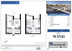 3 pokoje, apartament inwestycyjny 60,44 m², piętro 2, oferta nr A.2.01, Wind Yacht Resort, Wiślinka, ul. Piaskowa 1-3
