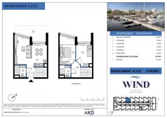 3 pokoje, apartament inwestycyjny 60,44 m², piętro 2, oferta nr A.2.03, Wind Yacht Resort, Wiślinka, ul. Piaskowa 1-3