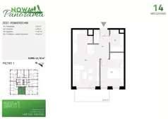 2 pokoje, mieszkanie 42,16 m², piętro 1, oferta nr 14, Nowa Panorama bud.2, Sosnowiec, Zagórze, Środula, ul. Sokolska 102