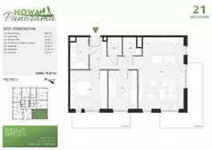 3 pokoje, mieszkanie 73,97 m², piętro 2, oferta nr 21, Nowa Panorama bud.3, Sosnowiec, Zagórze, Środula, ul. Sokolska 104
