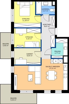 4 pokoje, mieszkanie 74,75 m², piętro 1, oferta nr 15, Nowa Panorama bud.2, Sosnowiec, Zagórze, Środula, ul. Sokolska 102