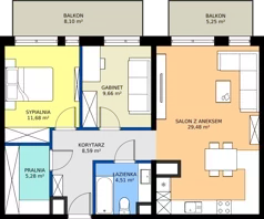 3 pokoje, mieszkanie 69,20 m², piętro 5, oferta nr 41, Nowa Panorama bud.2, Sosnowiec, Zagórze, Środula, ul. Sokolska 102