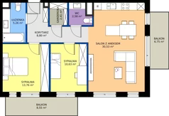 3 pokoje, mieszkanie 73,97 m², piętro 4, oferta nr 37, Nowa Panorama bud.2, Sosnowiec, Zagórze, Środula, ul. Sokolska 102