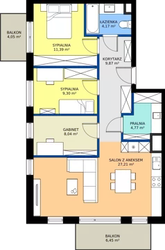 4 pokoje, mieszkanie 74,75 m², piętro 2, oferta nr 23, Nowa Panorama bud.2, Sosnowiec, Zagórze, Środula, ul. Sokolska 102