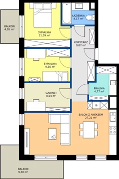 4 pokoje, mieszkanie 74,75 m², piętro 4, oferta nr 39, Nowa Panorama bud.2, Sosnowiec, Zagórze, Środula, ul. Sokolska 102