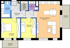 3 pokoje, mieszkanie 73,97 m², piętro 3, oferta nr 29, Nowa Panorama bud.2, Sosnowiec, Zagórze, Środula, ul. Sokolska 102