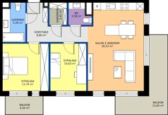 3 pokoje, mieszkanie 73,97 m², piętro 1, oferta nr 13, Nowa Panorama bud.2, Sosnowiec, Zagórze, Środula, ul. Sokolska 102