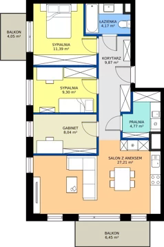 4 pokoje, mieszkanie 74,75 m², piętro 2, oferta nr 23, Nowa Panorama bud.3, Sosnowiec, Zagórze, Środula, ul. Sokolska 104