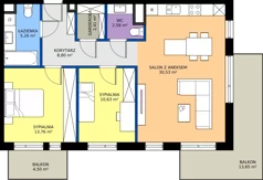 3 pokoje, mieszkanie 73,97 m², piętro 1, oferta nr 13, Nowa Panorama bud.3, Sosnowiec, Zagórze, Środula, ul. Sokolska 104