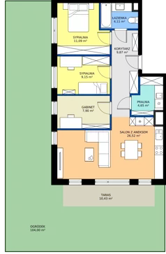 4 pokoje, mieszkanie 73,29 m², parter, oferta nr 7, Nowa Panorama bud.3, Sosnowiec, Zagórze, Środula, ul. Sokolska 104