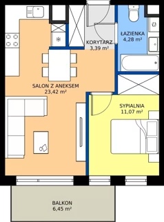 2 pokoje, mieszkanie 42,16 m², piętro 3, oferta nr 30, Nowa Panorama bud.3, Sosnowiec, Zagórze, Środula, ul. Sokolska 104