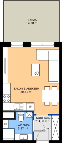 1 pokój, mieszkanie 27,86 m², parter, oferta nr 2, Nowa Panorama bud.3, Sosnowiec, Zagórze, Środula, ul. Sokolska 104