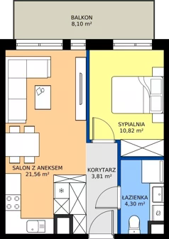 2 pokoje, mieszkanie 40,49 m², piętro 1, oferta nr 9, Nowa Panorama bud.3, Sosnowiec, Zagórze, Środula, ul. Sokolska 104